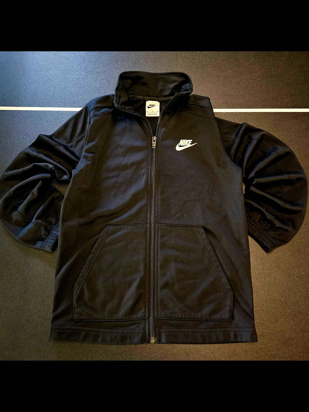 Nike Black Full-Zip Track Jacket with White Swoosh